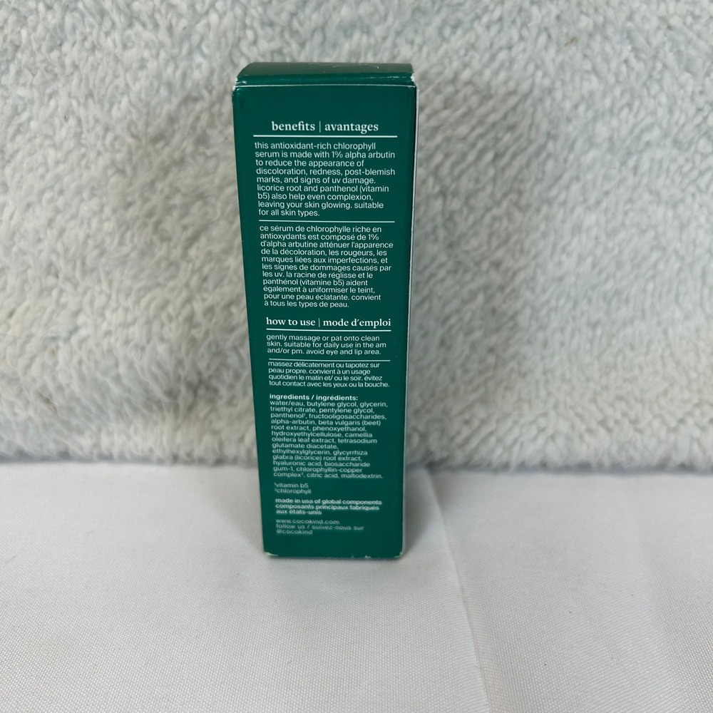 cocokind Chlorophyll Discoloration Serum 1oz Alpha Arbutin Hyperpigmentation - Picture 4 of 8